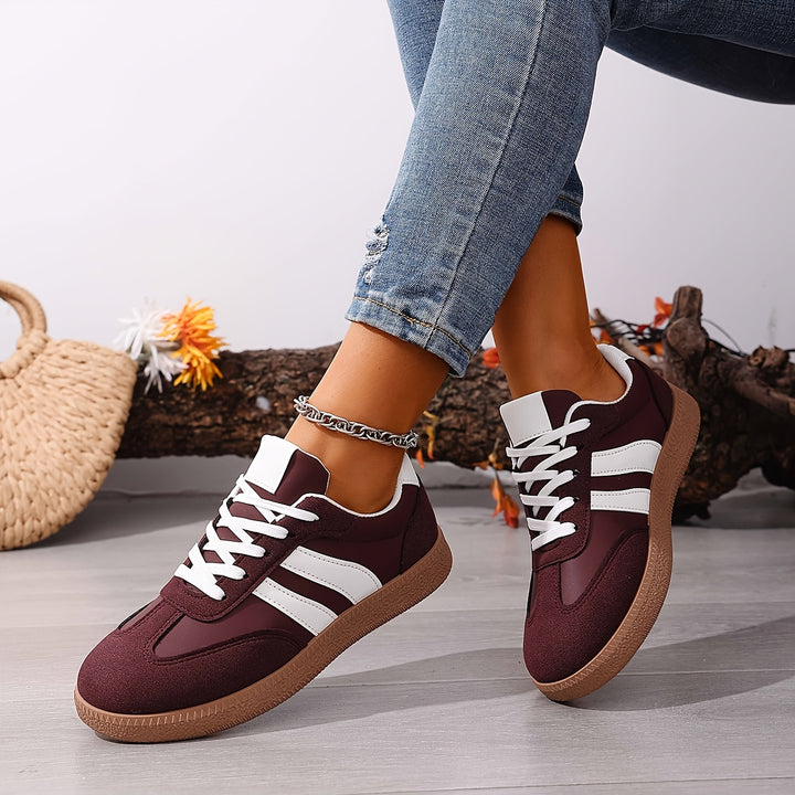 Women's Casual Solid Color Patchwork Lace-Up Sneakers