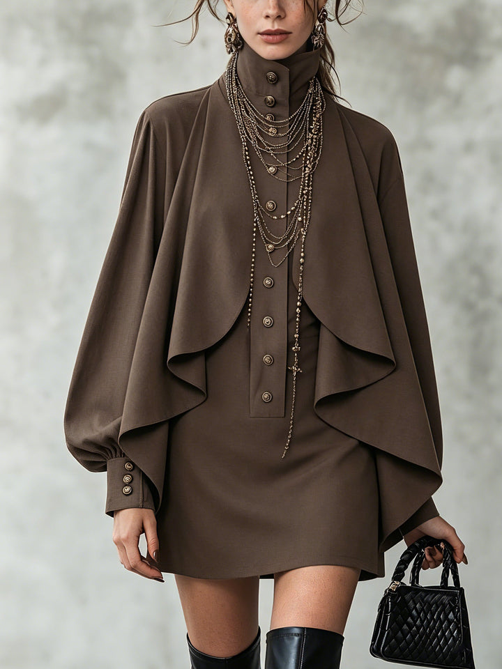 Ophelia | Women's High-Neck Cape Mini Dress