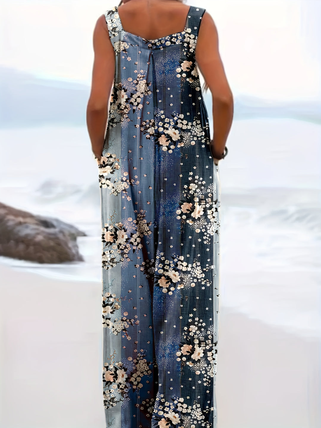 Women's Floral Printed Plus Size Jumpsuit