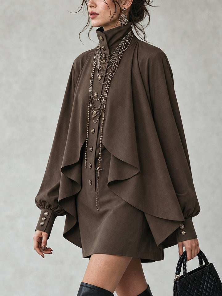 Ophelia | Women's High-Neck Cape Mini Dress