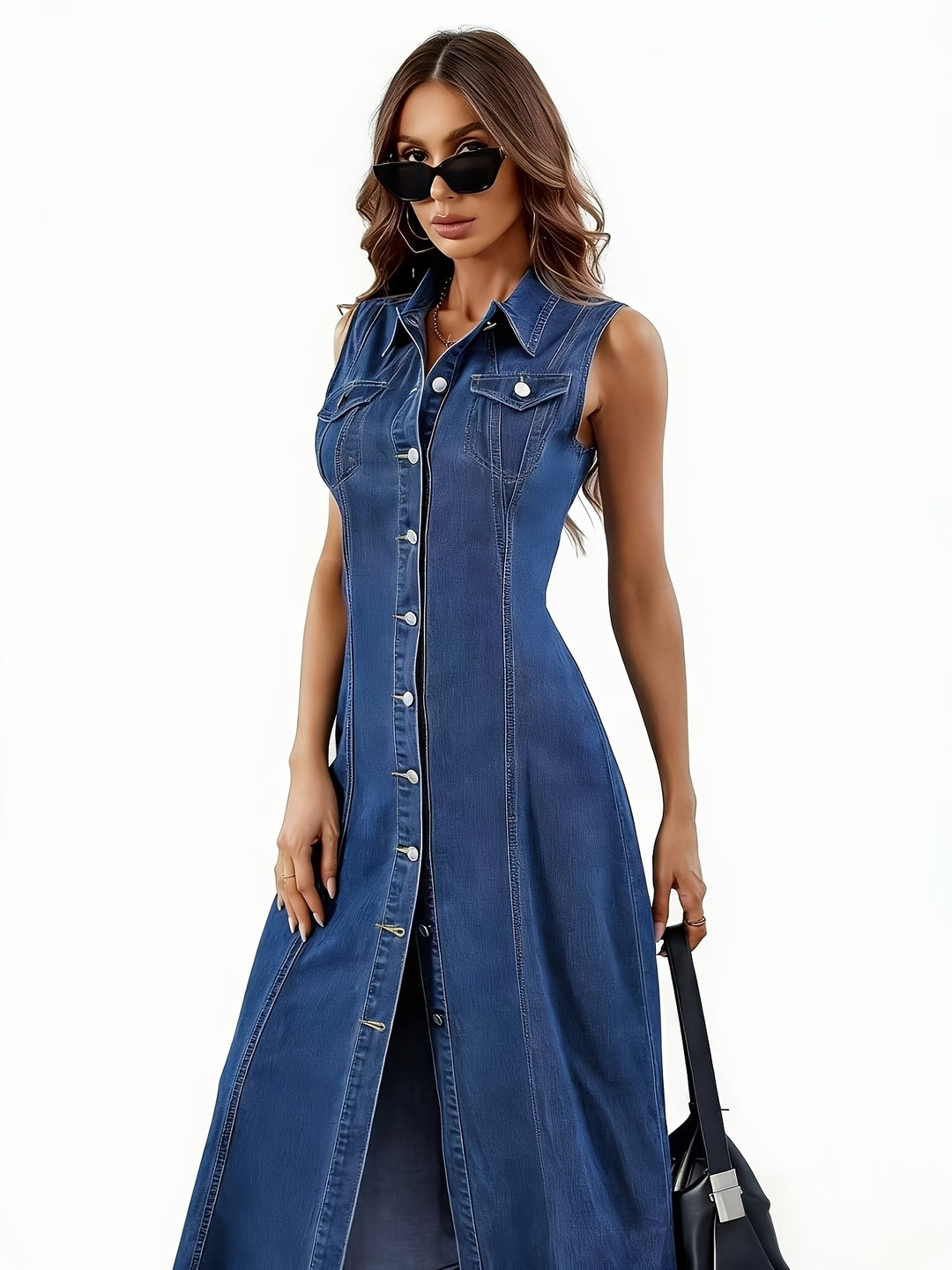 Women's Maxi Button Down Denim Dress