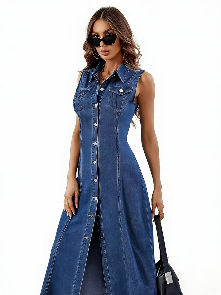 Women's Maxi Button Down Denim Dress