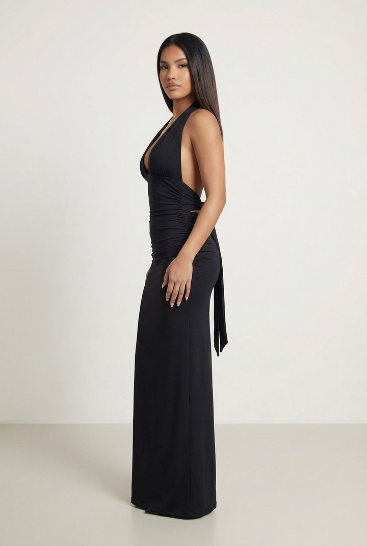 Aisling | Sculpted Backless Maxi Dress