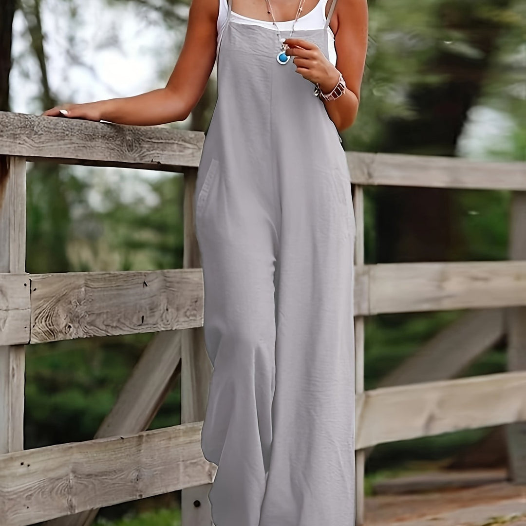 Women's Solid Color Wide Leg Jumpsuit