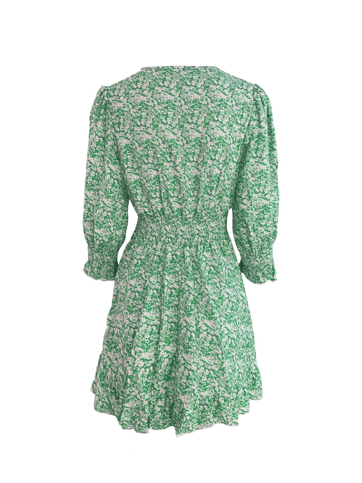 Women's Bohemian Print Short-Sleeved Floral Dress