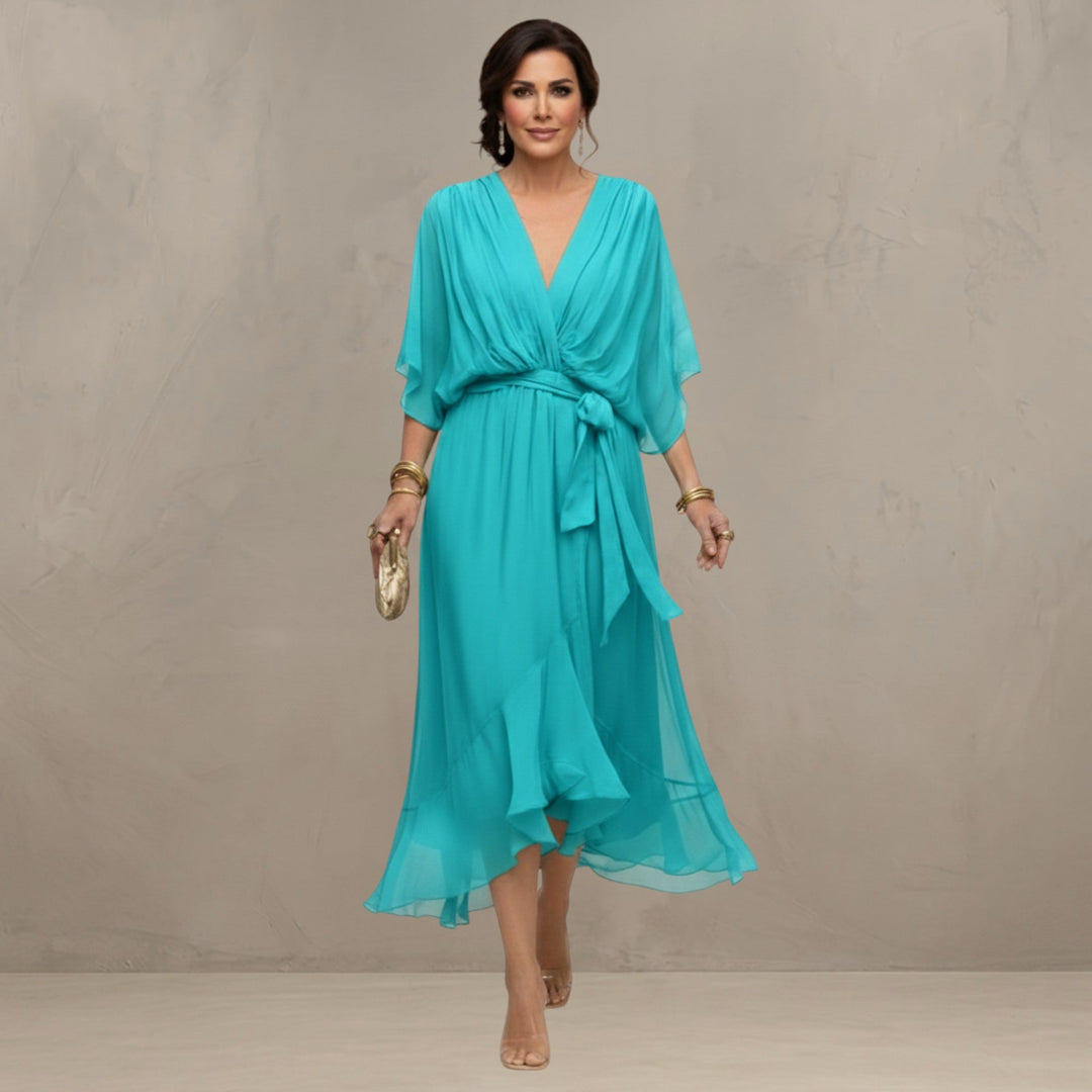 Women's Chiffon Wrap Flared Dress