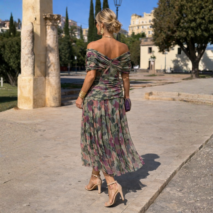 Solveig | Women's Off Shoulder Chiffon Maxi Dress