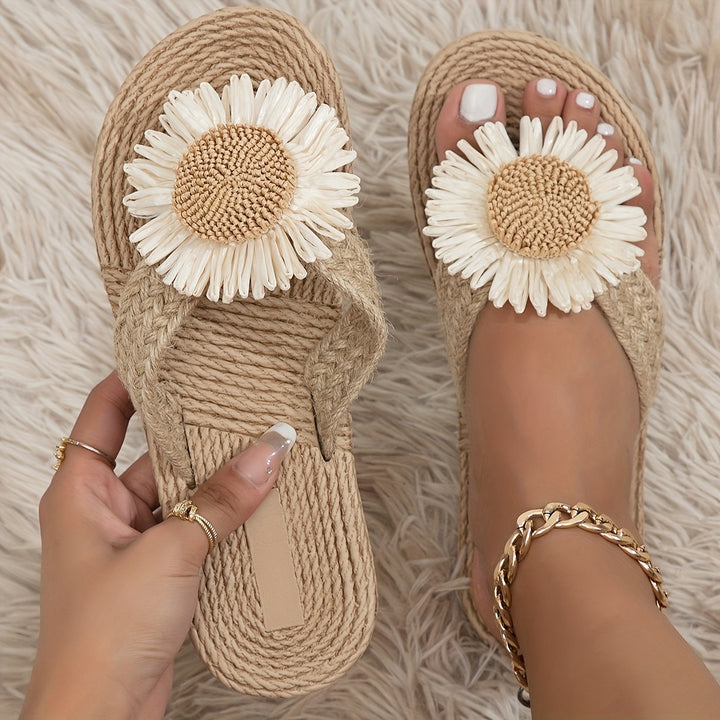 Women's Flower Summer Flat Flip Flop Beach Slippers