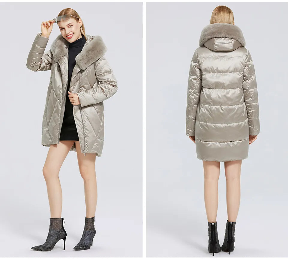 Lorena | Elegant and trendy quality coat with faux fur for women