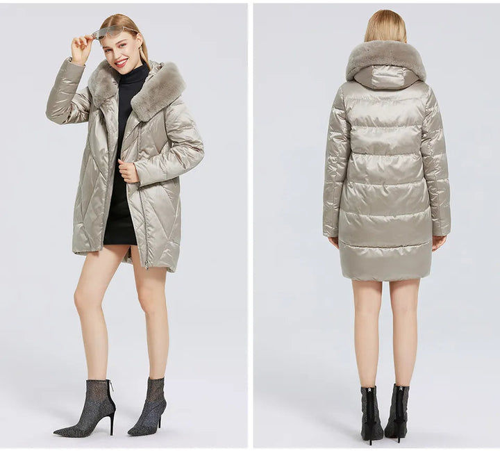 Lorena | Elegant and trendy quality coat with faux fur for women