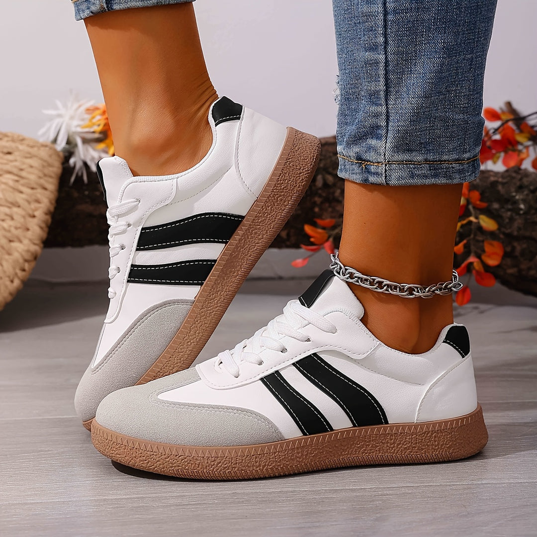 Women's Casual Solid Color Patchwork Lace-Up Sneakers