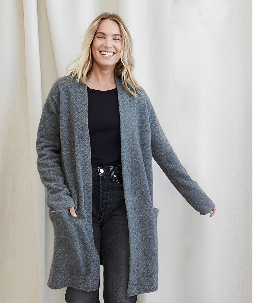 Women's minimalist open-front cardigan