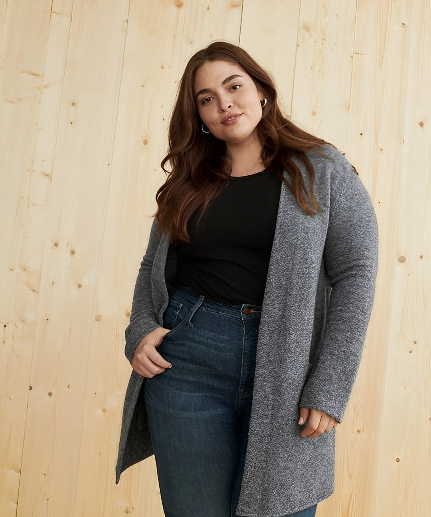Women's minimalist open-front cardigan