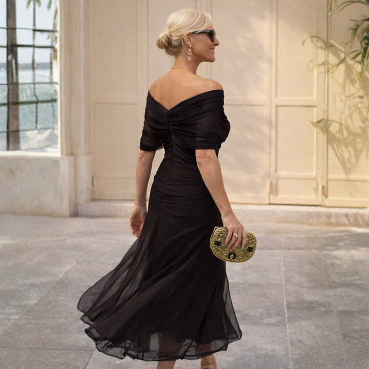 Solveig | Women's Off Shoulder Chiffon Maxi Dress