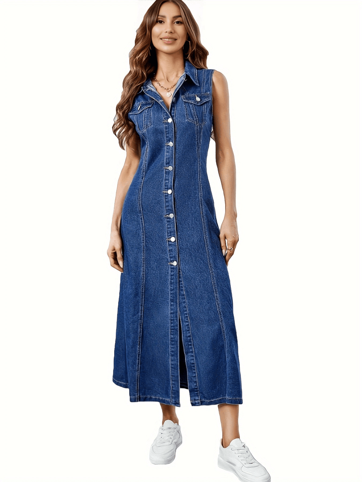 Women's Maxi Button Down Denim Dress