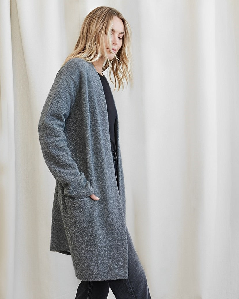 Women's minimalist open-front cardigan