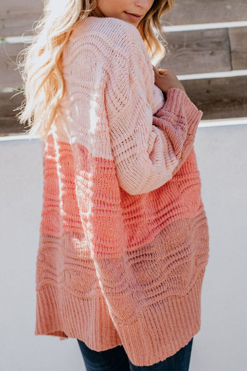 Zinnia - color block textured open front cardigan