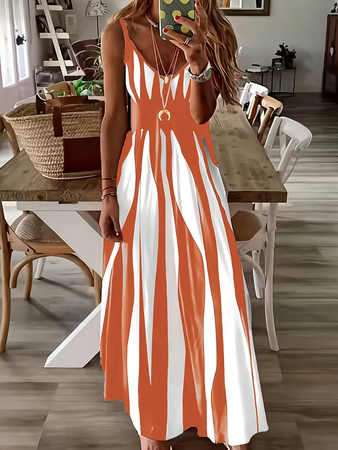 Women's V-Neck Printed Casual Dress