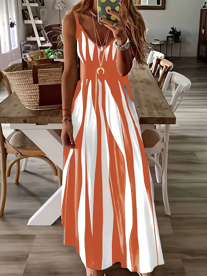 Women's V-Neck Printed Casual Dress
