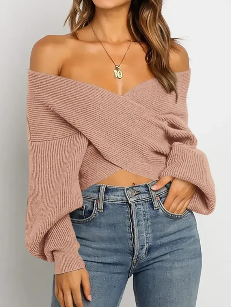 Nora | Women's Off Shoulder Ribbed Knit Sweater