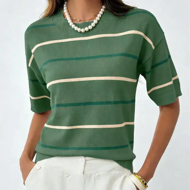 Hazel | Women's Striped Knit Pullover Top