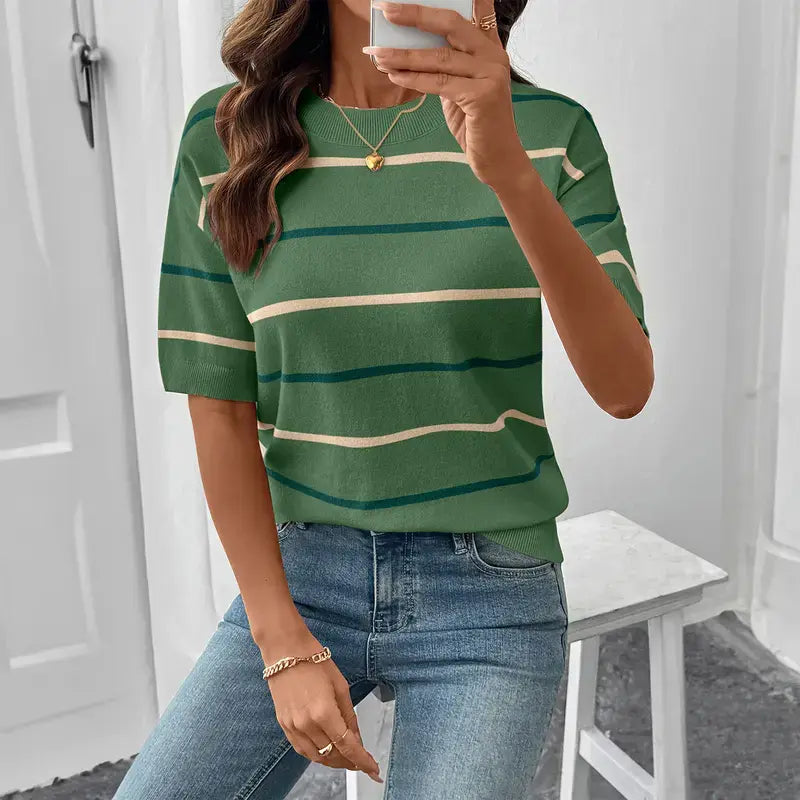 Hazel | Women's Striped Knit Pullover Top