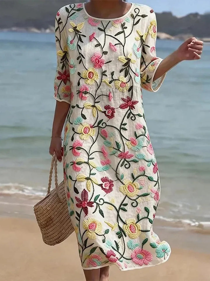 Women's Midi Embroidered Vintage Dress