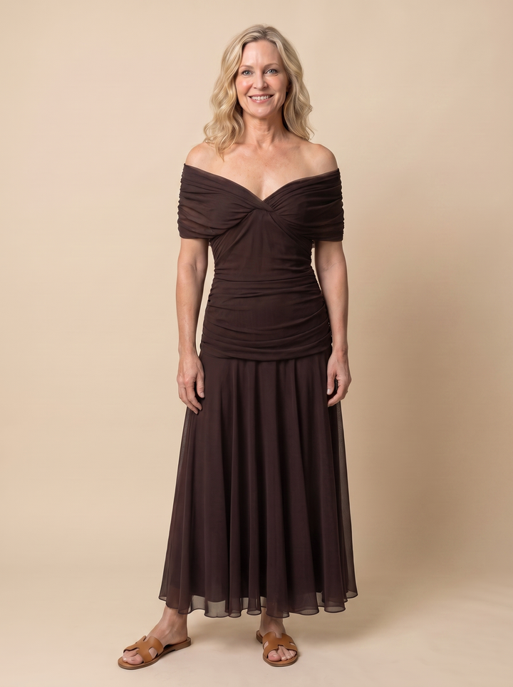 Patricia™ | Off-Shoulder Flow Midi Dress