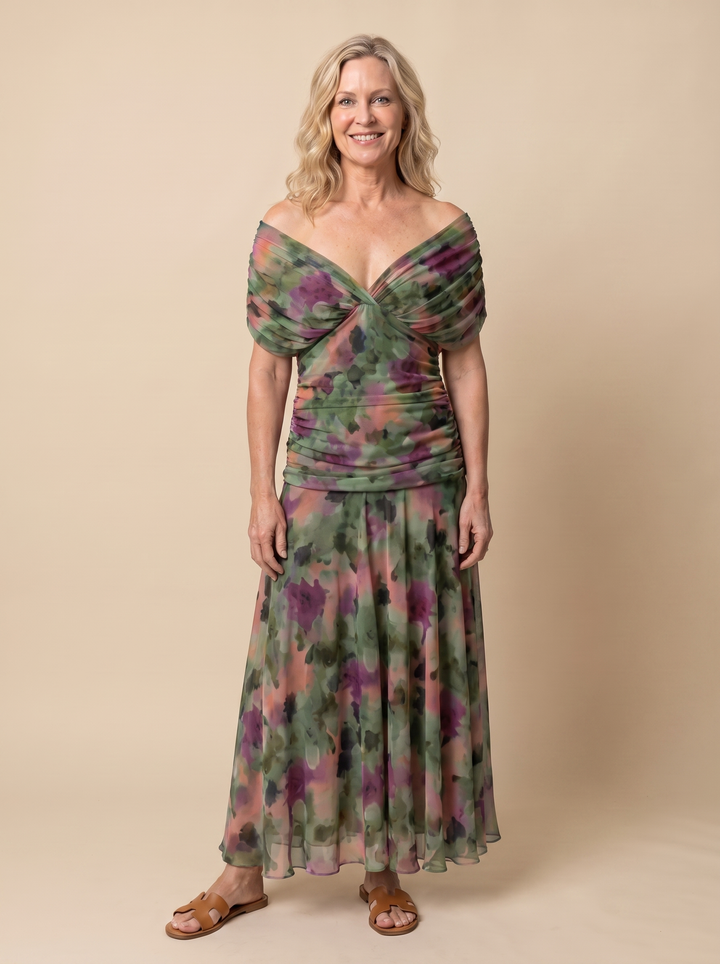 Patricia™ | Off-Shoulder Flow Midi Dress