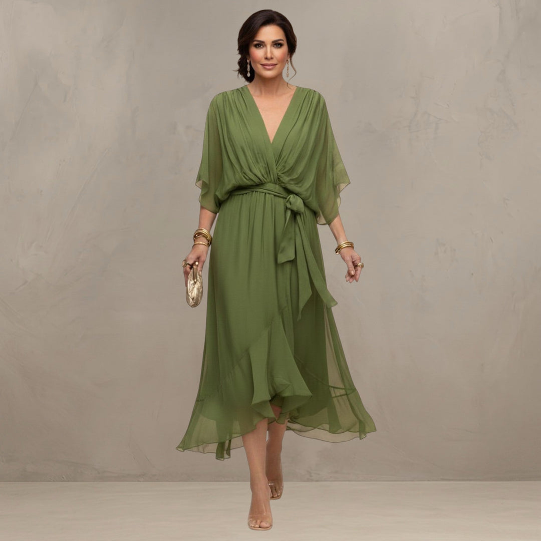 Women's Chiffon Wrap Flared Dress