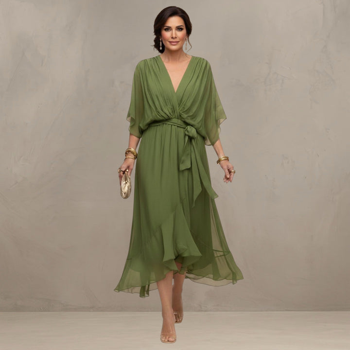 Women's Chiffon Wrap Flared Dress