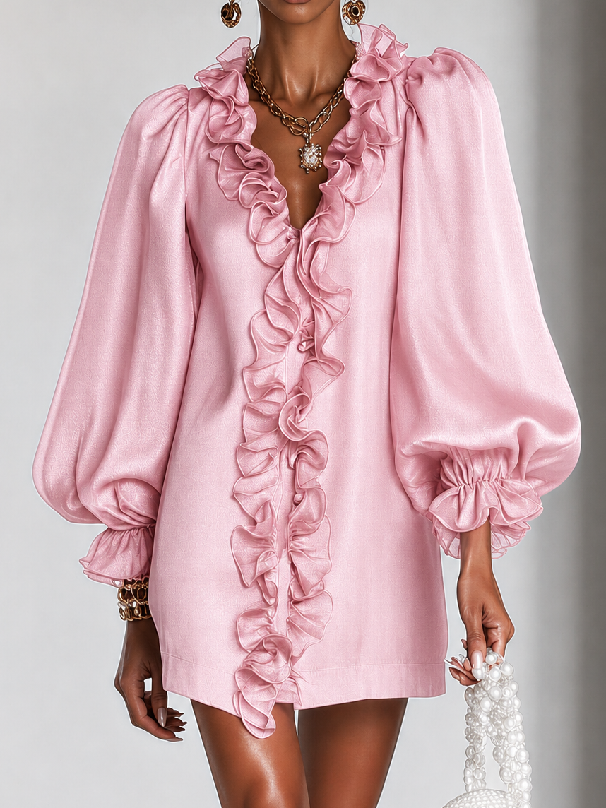 Beatrix | Women's Ruffled Puff-Sleeve Mini Dress