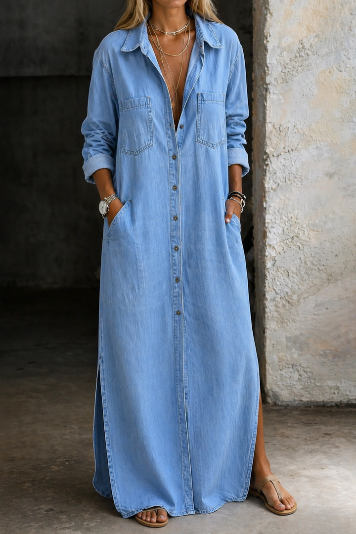 Women's Denim Button Down Dress