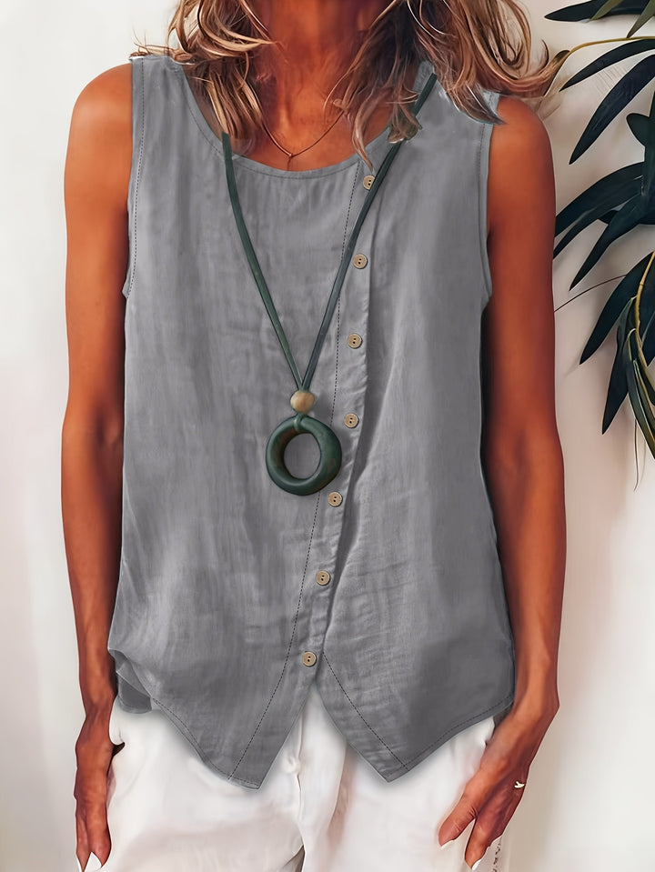 Women's Sleeveless Button-Down Sleeveless Vest Top