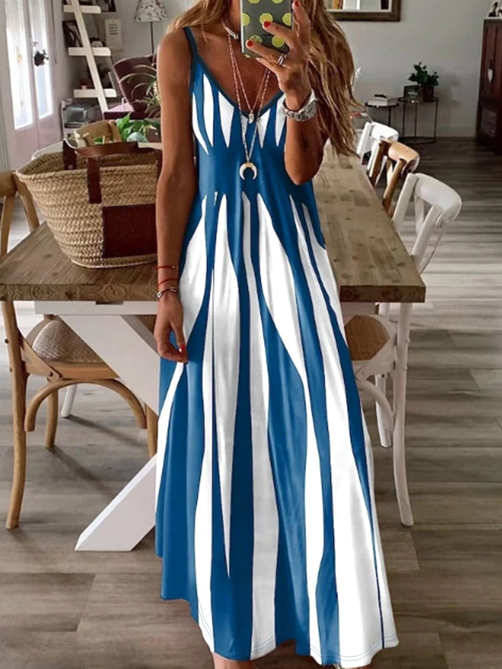 Women's V-Neck Printed Casual Dress