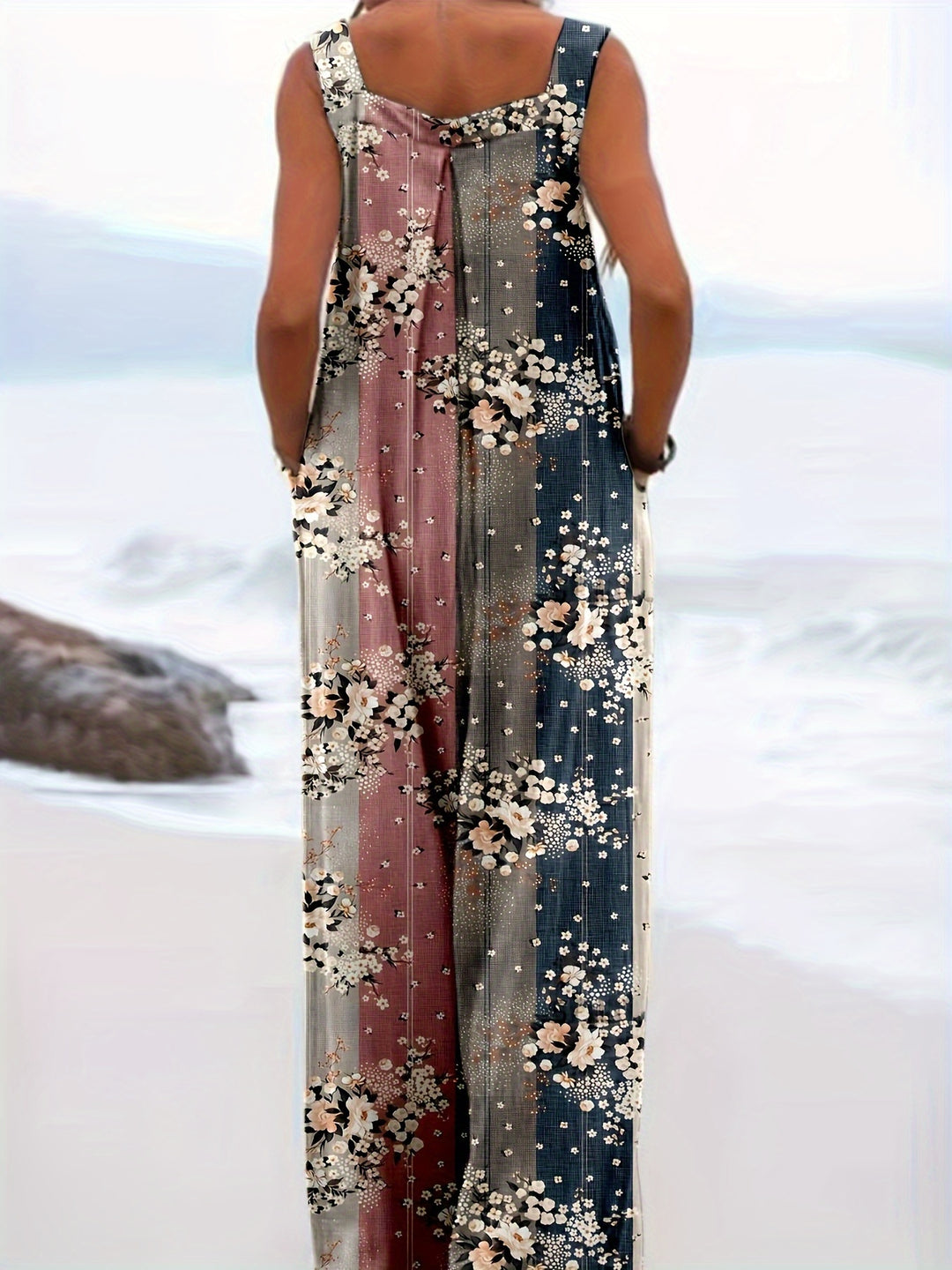Women's Floral Printed Plus Size Jumpsuit