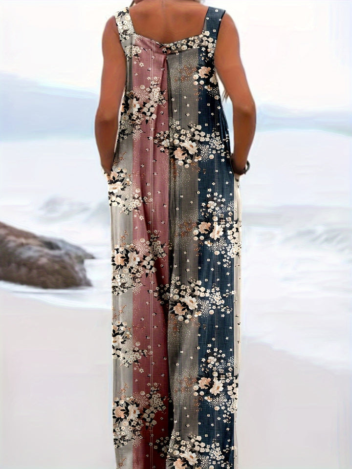 Women's Floral Printed Plus Size Jumpsuit