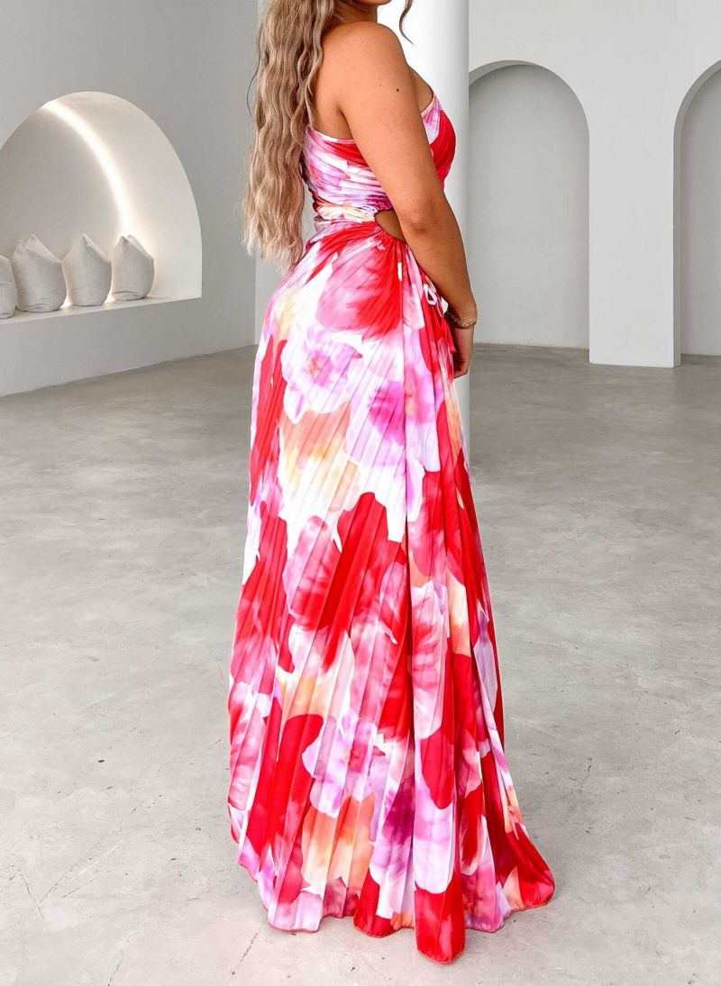 CARMIE – ONE SLEEVE SUMMER PLEATED DRESS