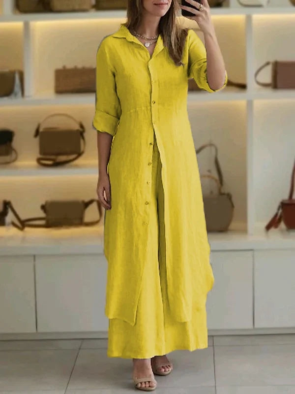 Cotton Linen Casual Two-Piece Set
