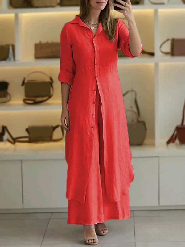 Cotton Linen Casual Two-Piece Set