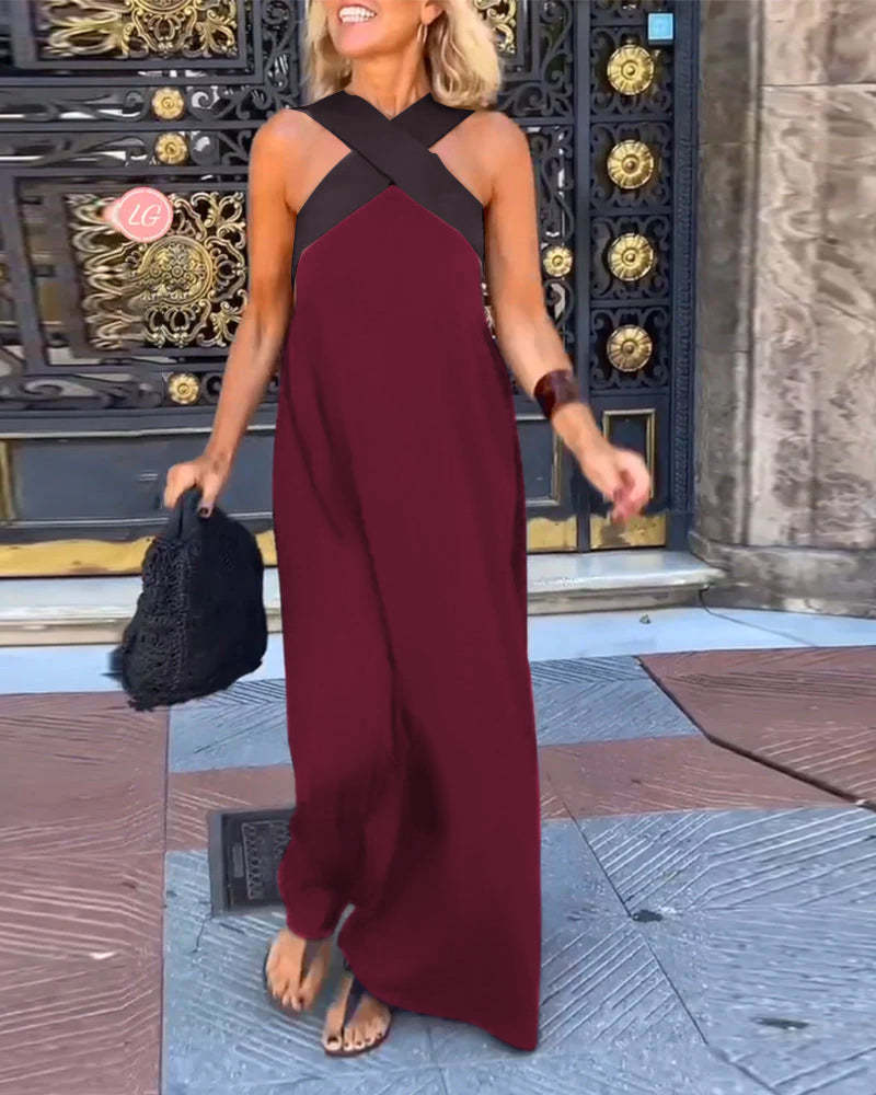 Valerie | Cross Halter Neck Sleeveless Dress