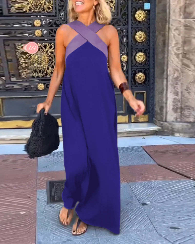 Valerie | Cross Halter Neck Sleeveless Dress
