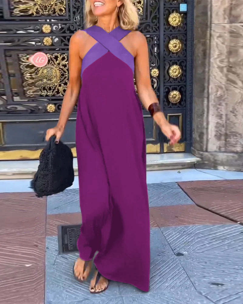 Valerie | Cross Halter Neck Sleeveless Dress