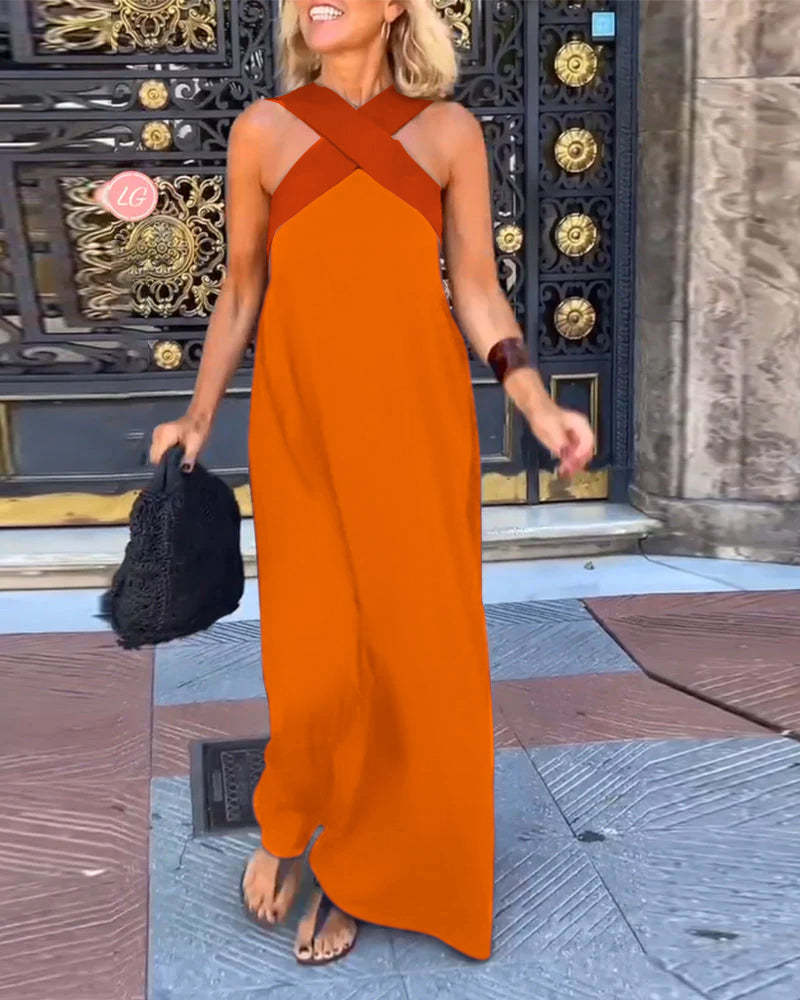 Valerie | Cross Halter Neck Sleeveless Dress