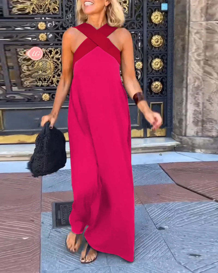 Valerie | Cross Halter Neck Sleeveless Dress