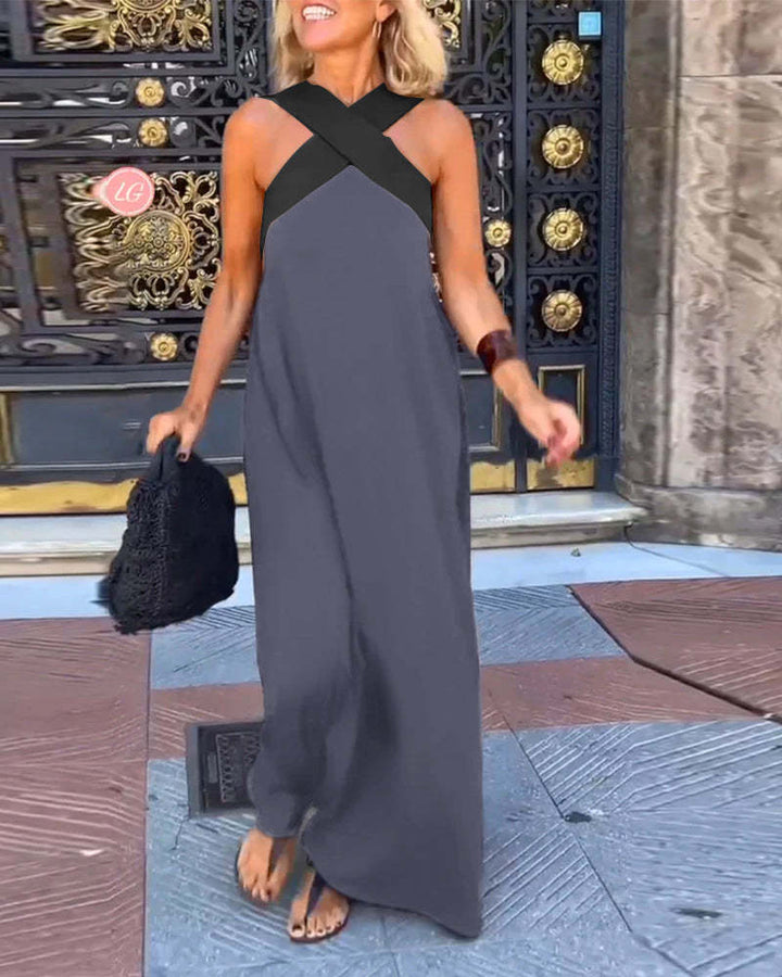 Valerie | Cross Halter Neck Sleeveless Dress