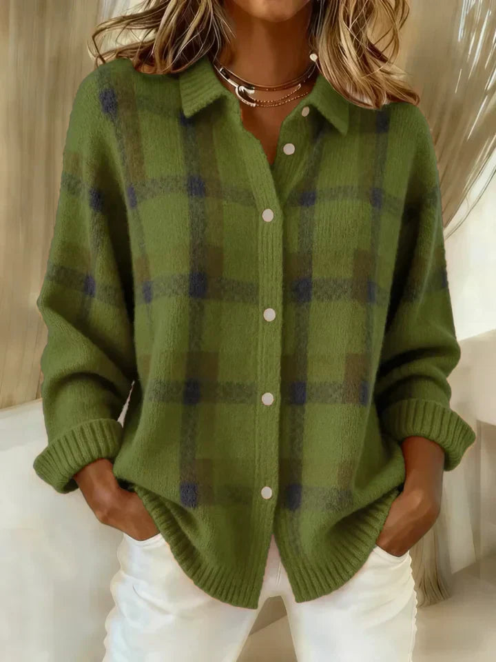 Victoria | Casual Contrast Checkered Retro Sweater