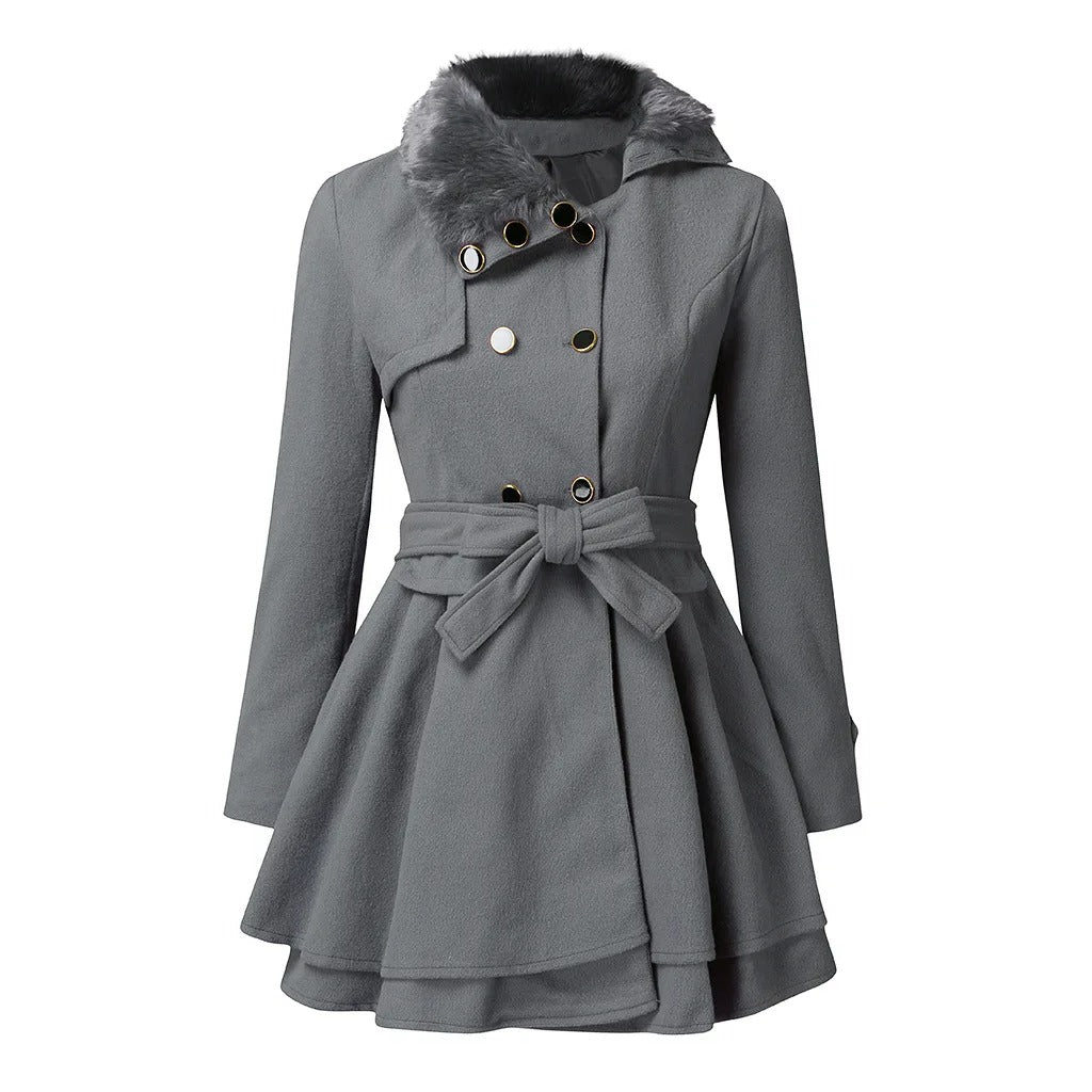 Antonella  | Chic trench coat with vegan fur for a luxurious look
