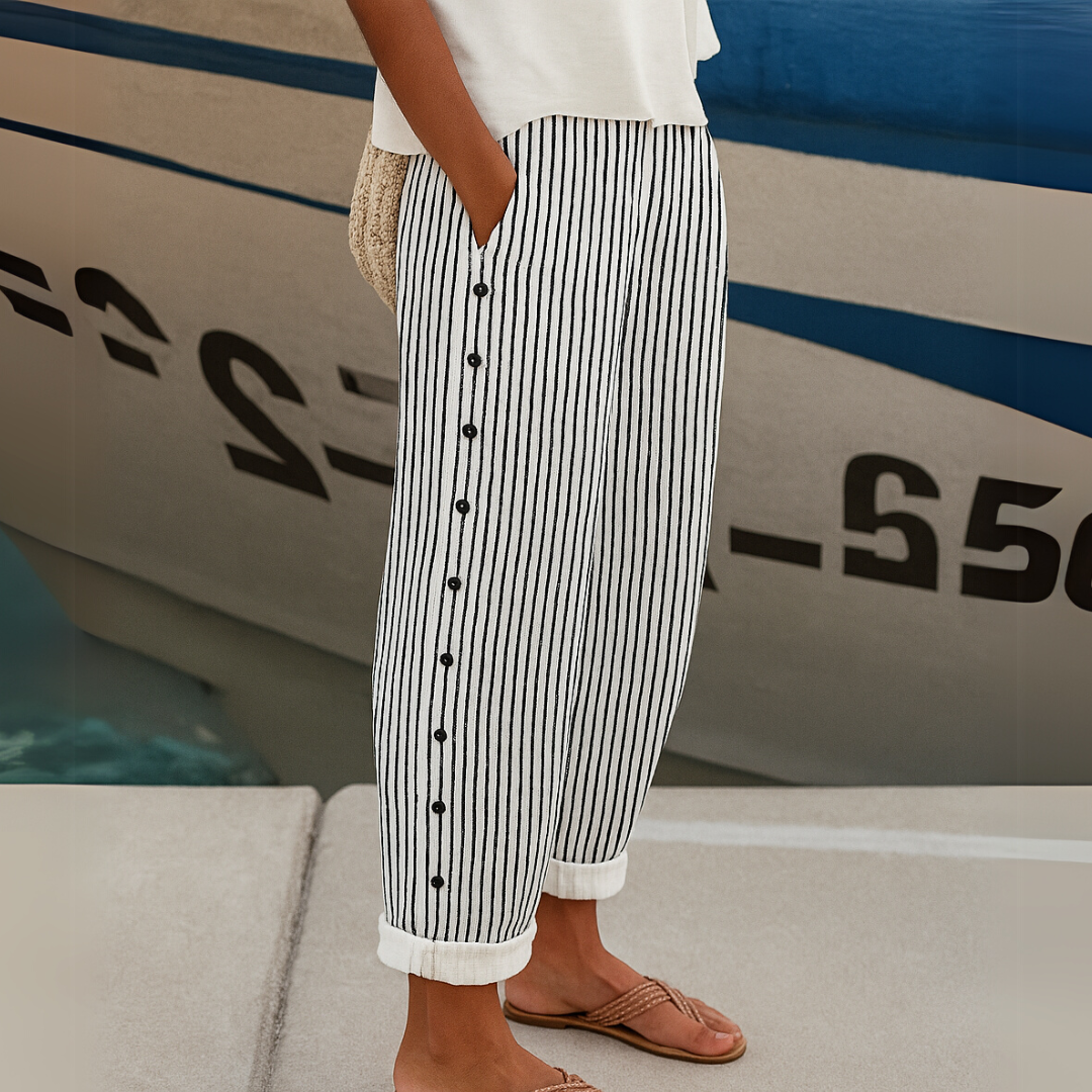 Women's Stylish Striped Button Pants