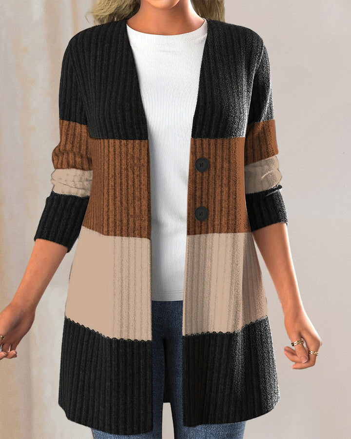 Women's striped buttoned cardigan